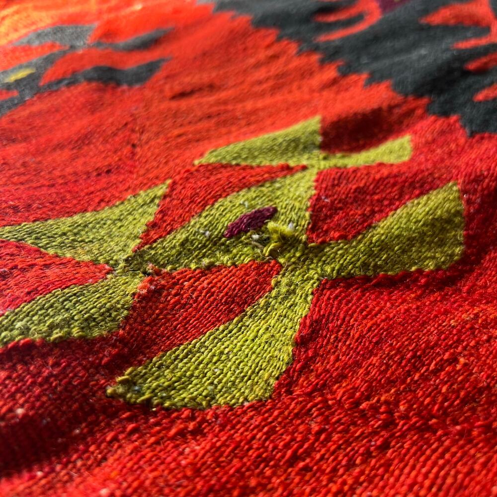 Southwest Kilim Style Woven Pillow Cover 18x18 Red Orange Black Boho Lodge Decor - Picture 7 of 15